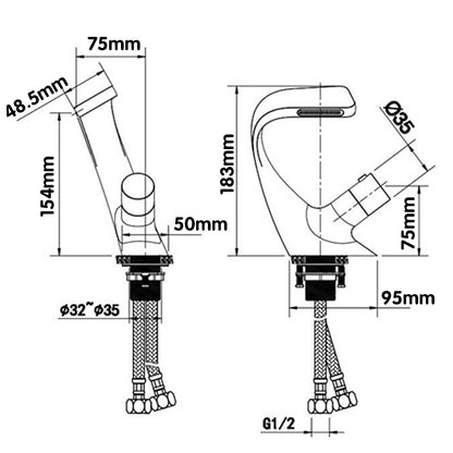 Twist handle bathroom sink faucet